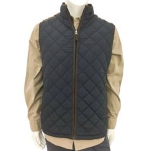 Coleman Quilted Vest with Brown Faux Suede Trim